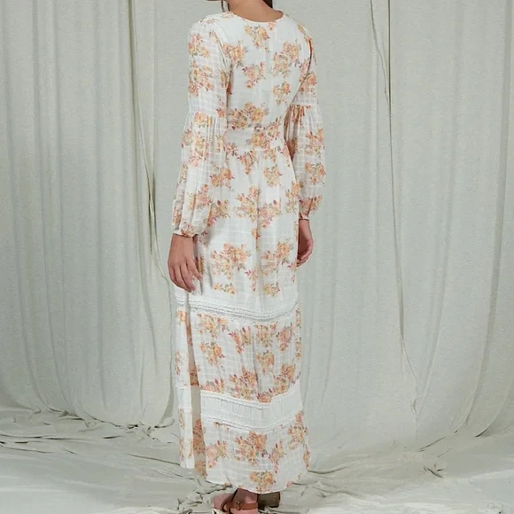 Lace and Floral Print Button Front Maxi - Picture 6 of 14